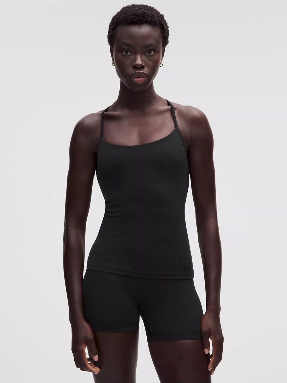 Lululemon Flow Y Performance Yoga Tank Top Light Support Black Logo Size 6